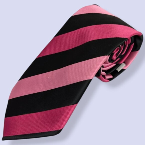 Le Château Pink & Black Striped Tie - Picture 1 of 4